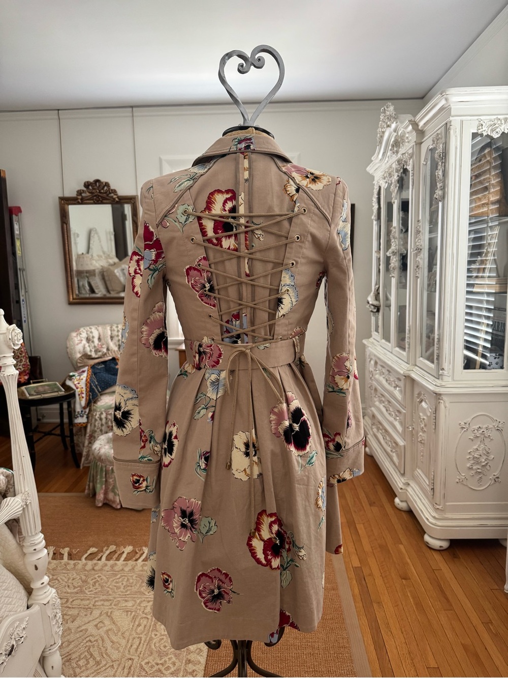 Anthropologie Elevenses Pansy Corset Trench Coat Pretty Little Liars Glee Size 4 - Picture 3 of 12